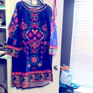 Beautiful colorful shirt dress large size custom made cotton